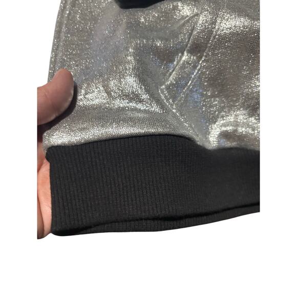 Wonder Nation M 7/8 silver black shimmer hooded sweatshirt nwot like new - Picture 4 of 8